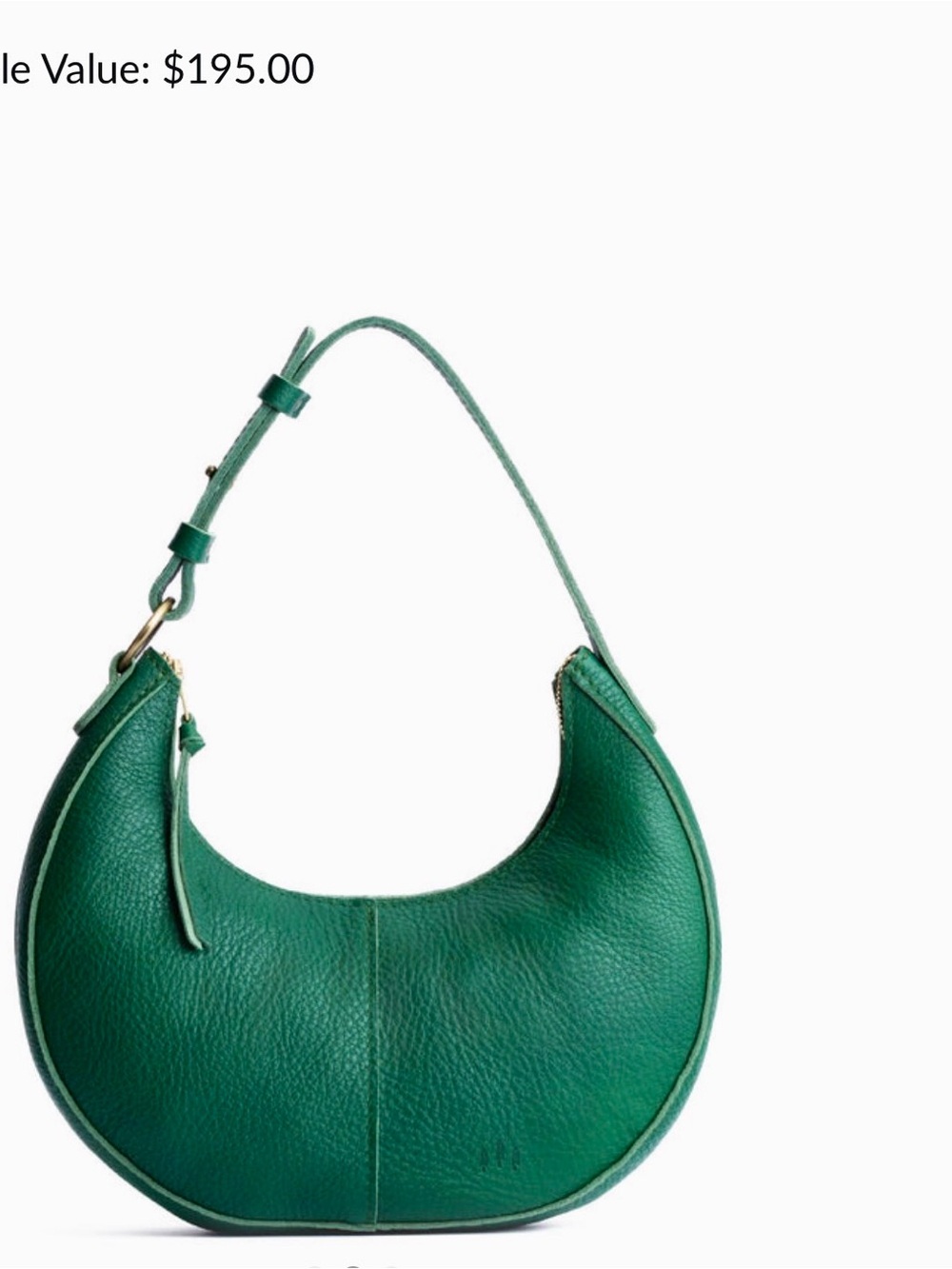 Portland Leather Bacalar Green Classic Nora Pebbled Leather Shoulder Bag, BNNU